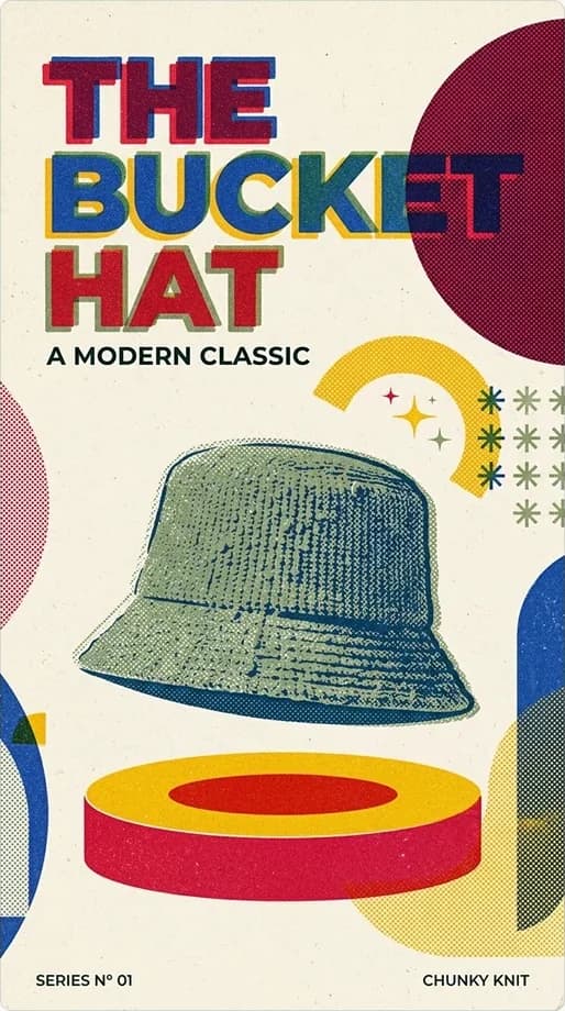 Google official Nano Banana 2.1 example: mid-century bucket hat poster