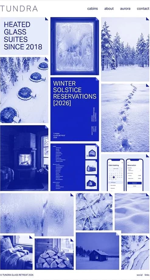 Google official Nano Banana 2.1 example: full-page TUNDRA hotel website mockup